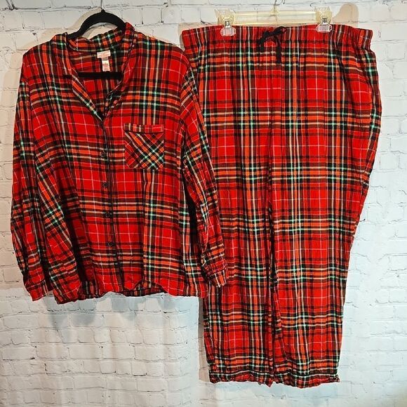 Wondershop Plus Size 1x Plaid Pajama Set - Picture 1 of 8